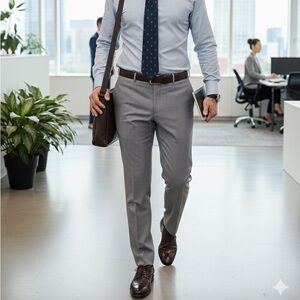 Berragamo Lazio (A6732) Men’s Light Gray Pants Wrinkle Resistant Size 40 x 34